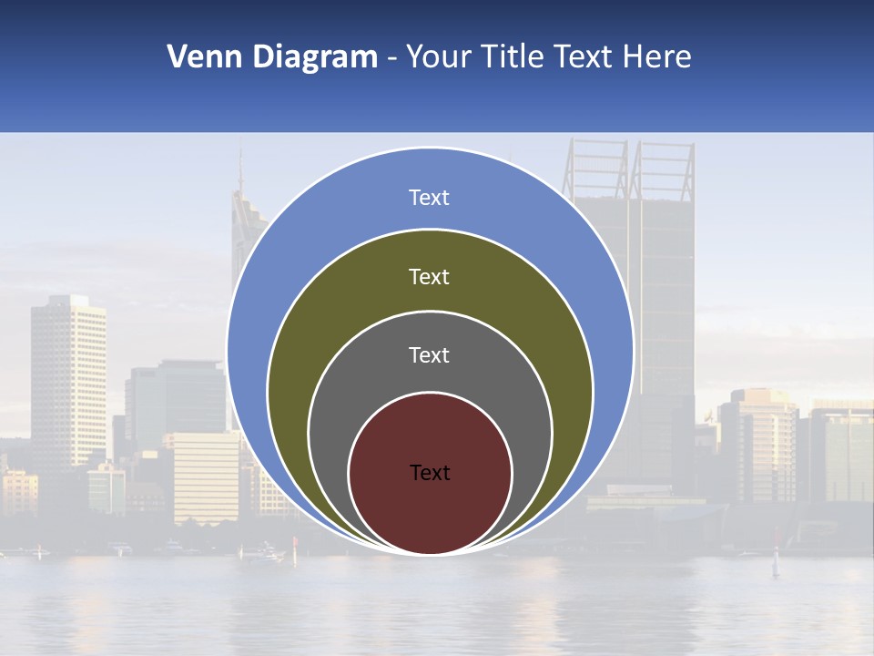 A Picture Of A City With A Lake In Front Of It PowerPoint Template