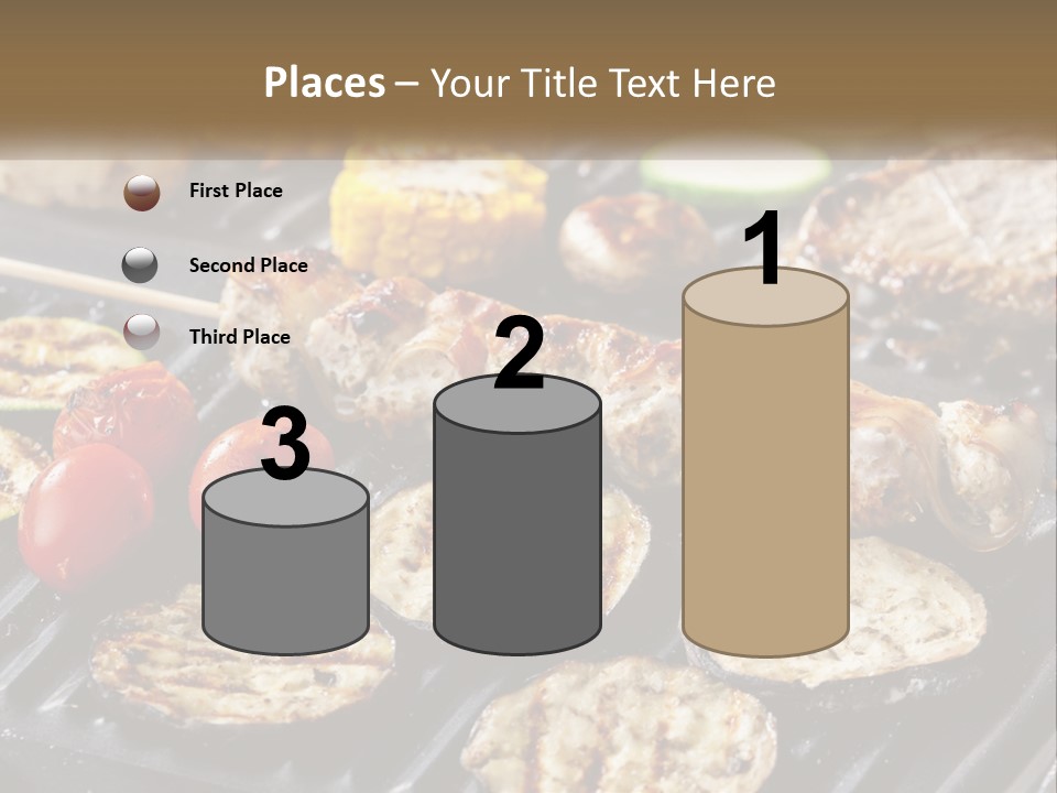 A Bbq With Grilled Meat And Vegetables On It PowerPoint Template