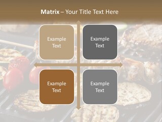 A Bbq With Grilled Meat And Vegetables On It PowerPoint Template