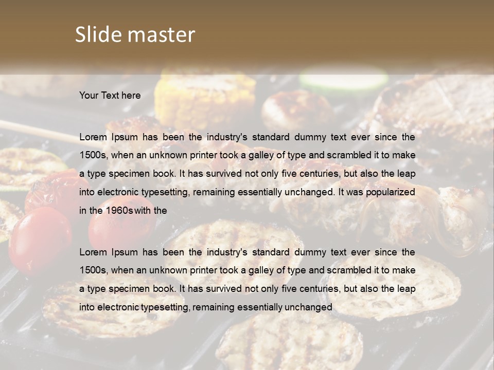 A Bbq With Grilled Meat And Vegetables On It PowerPoint Template