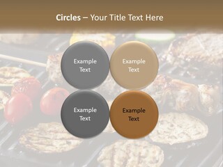 A Bbq With Grilled Meat And Vegetables On It PowerPoint Template