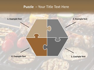 A Bbq With Grilled Meat And Vegetables On It PowerPoint Template