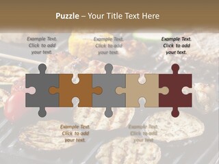 A Bbq With Grilled Meat And Vegetables On It PowerPoint Template