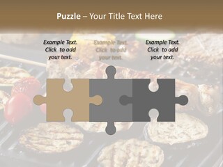 A Bbq With Grilled Meat And Vegetables On It PowerPoint Template