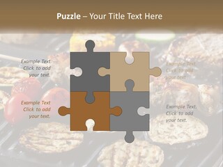 A Bbq With Grilled Meat And Vegetables On It PowerPoint Template