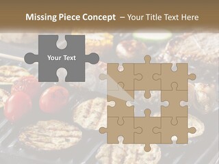 A Bbq With Grilled Meat And Vegetables On It PowerPoint Template