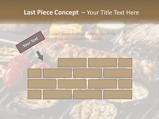 A Bbq With Grilled Meat And Vegetables On It PowerPoint Template
