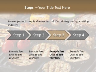 A Bbq With Grilled Meat And Vegetables On It PowerPoint Template