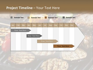 A Bbq With Grilled Meat And Vegetables On It PowerPoint Template