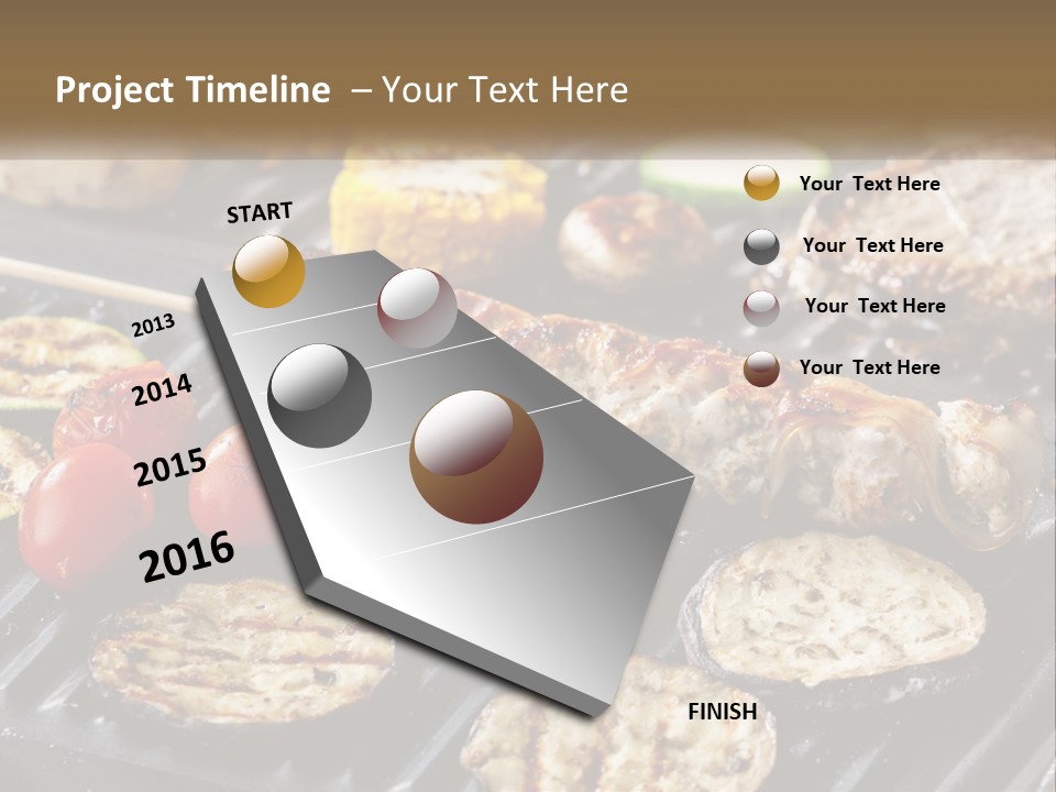 A Bbq With Grilled Meat And Vegetables On It PowerPoint Template