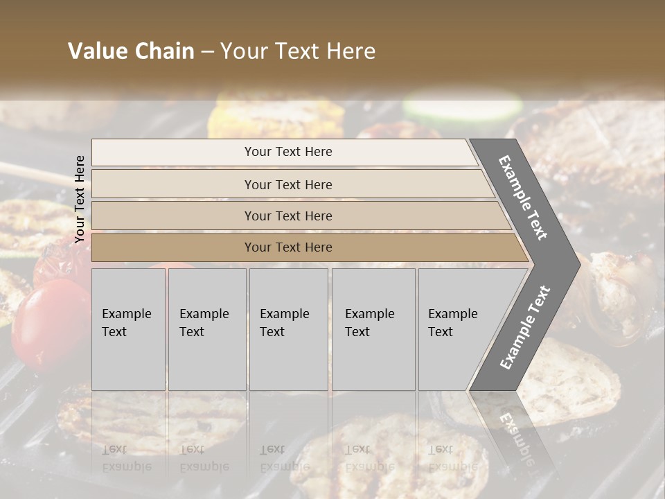 A Bbq With Grilled Meat And Vegetables On It PowerPoint Template