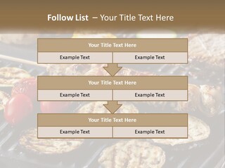 A Bbq With Grilled Meat And Vegetables On It PowerPoint Template