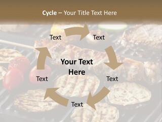 A Bbq With Grilled Meat And Vegetables On It PowerPoint Template