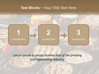 A Bbq With Grilled Meat And Vegetables On It PowerPoint Template