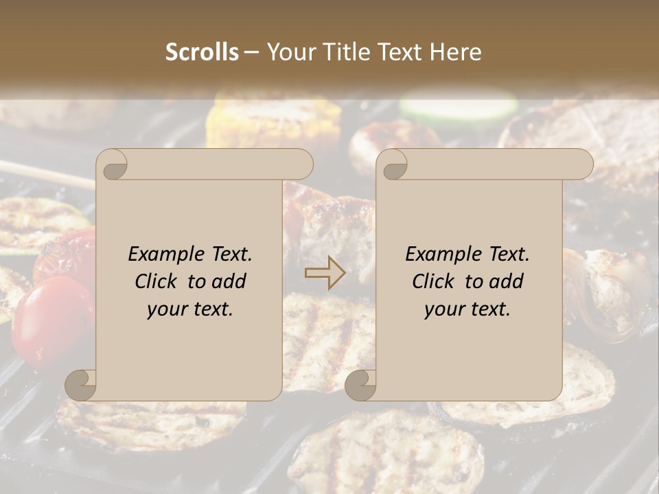 A Bbq With Grilled Meat And Vegetables On It PowerPoint Template