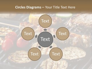 A Bbq With Grilled Meat And Vegetables On It PowerPoint Template