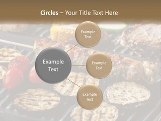A Bbq With Grilled Meat And Vegetables On It PowerPoint Template