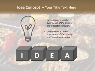 A Bbq With Grilled Meat And Vegetables On It PowerPoint Template