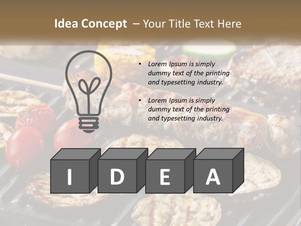 A Bbq With Grilled Meat And Vegetables On It PowerPoint Template