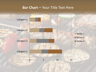 A Bbq With Grilled Meat And Vegetables On It PowerPoint Template