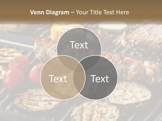 A Bbq With Grilled Meat And Vegetables On It PowerPoint Template