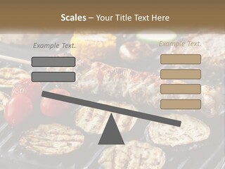 A Bbq With Grilled Meat And Vegetables On It PowerPoint Template
