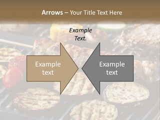 A Bbq With Grilled Meat And Vegetables On It PowerPoint Template