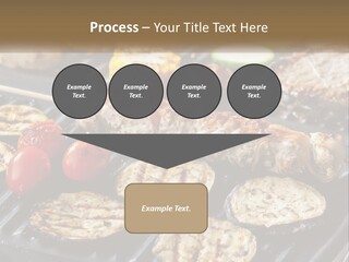 A Bbq With Grilled Meat And Vegetables On It PowerPoint Template
