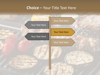 A Bbq With Grilled Meat And Vegetables On It PowerPoint Template