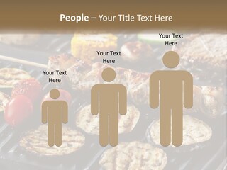A Bbq With Grilled Meat And Vegetables On It PowerPoint Template