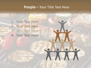 A Bbq With Grilled Meat And Vegetables On It PowerPoint Template