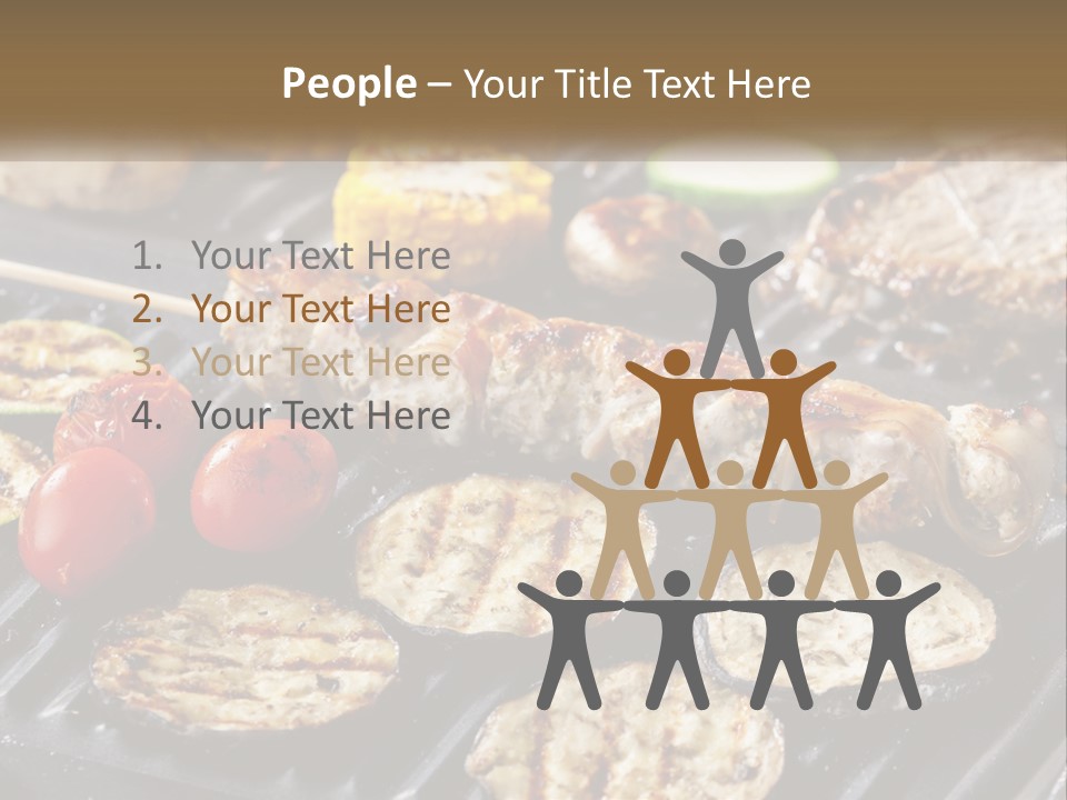 A Bbq With Grilled Meat And Vegetables On It PowerPoint Template