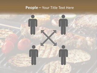 A Bbq With Grilled Meat And Vegetables On It PowerPoint Template