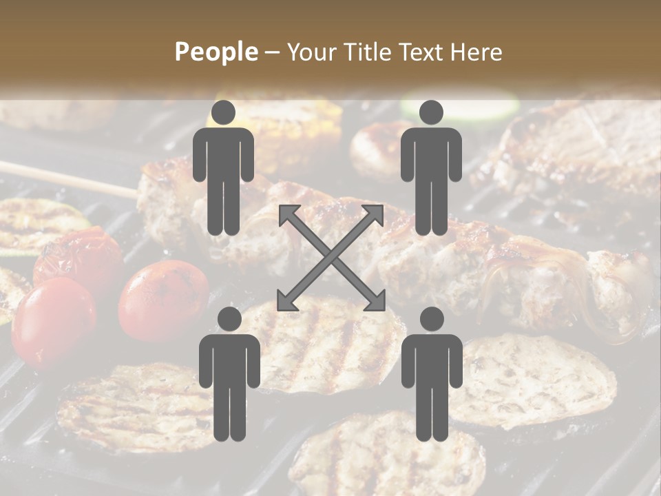 A Bbq With Grilled Meat And Vegetables On It PowerPoint Template