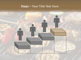 A Bbq With Grilled Meat And Vegetables On It PowerPoint Template