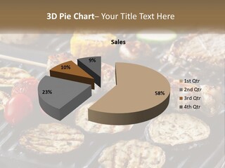 A Bbq With Grilled Meat And Vegetables On It PowerPoint Template