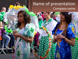 A Group Of Women Standing Next To Each Other Holding Umbrellas PowerPoint Template