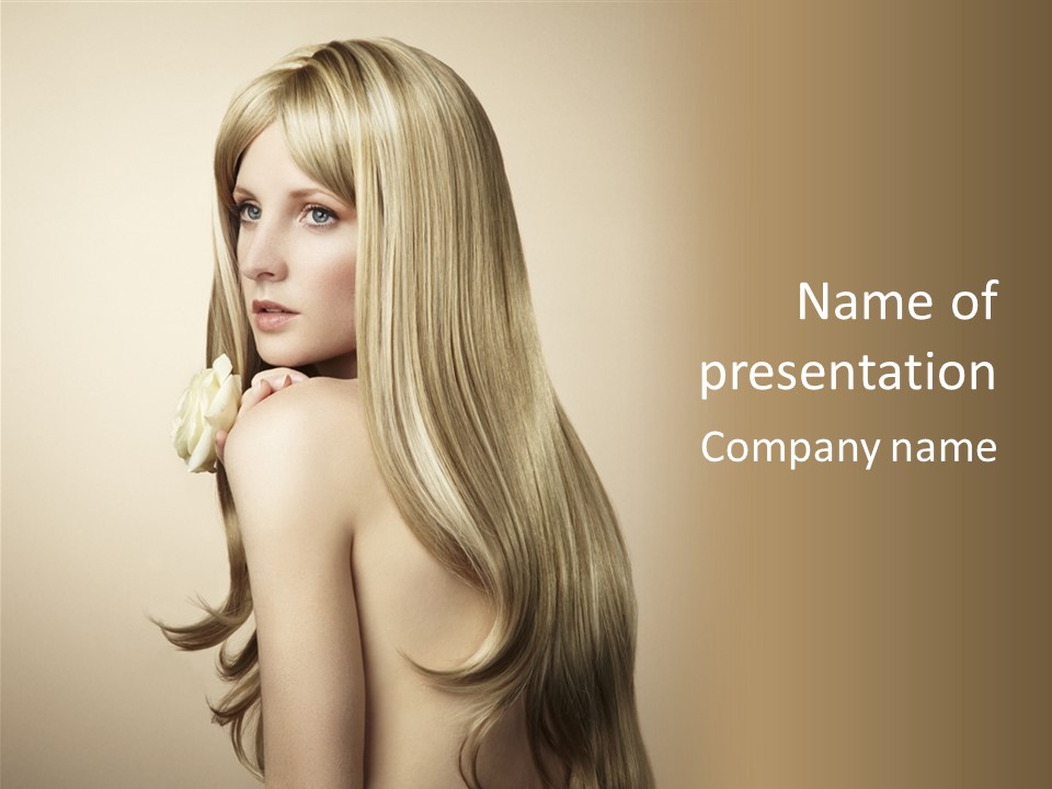 A Beautiful Blond Woman With Long Hair Powerpoint Template PowerPoint Template