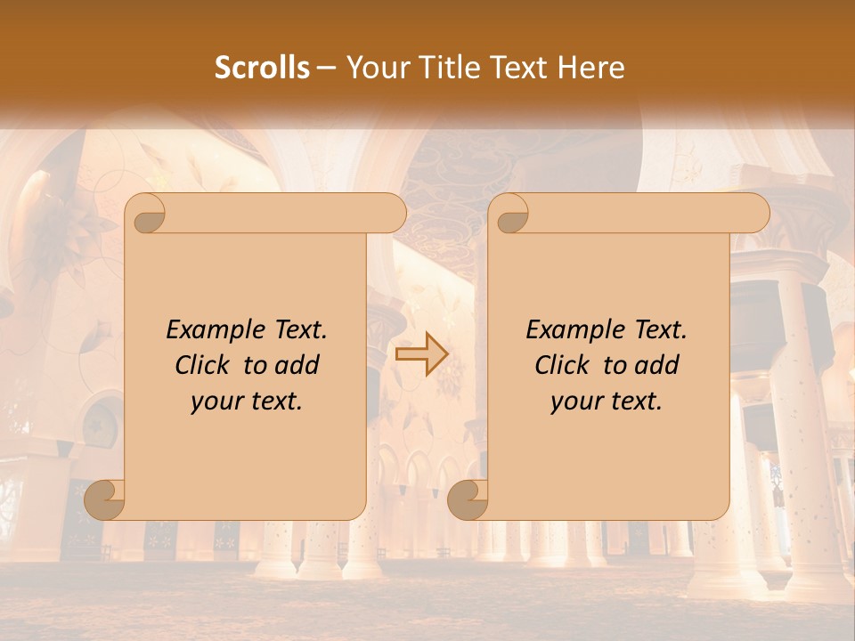 A Large Room With Columns And A Ceiling PowerPoint Template