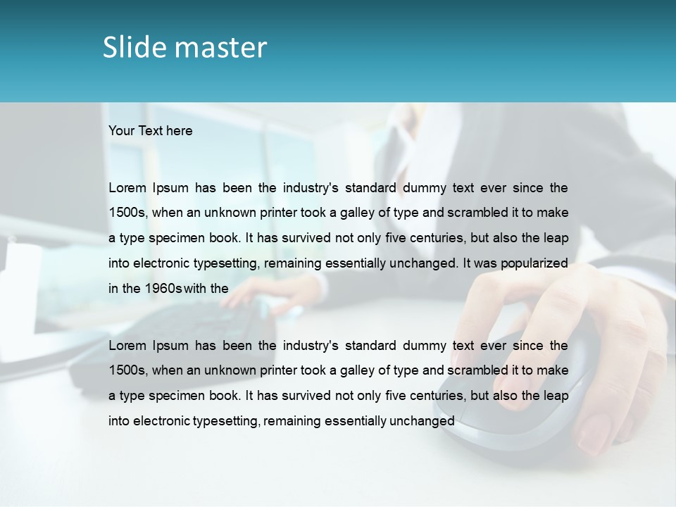 A Woman Using A Computer Mouse And Keyboard PowerPoint Template