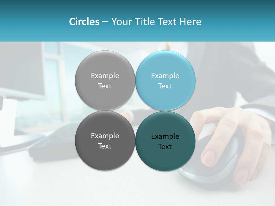 A Woman Using A Computer Mouse And Keyboard PowerPoint Template