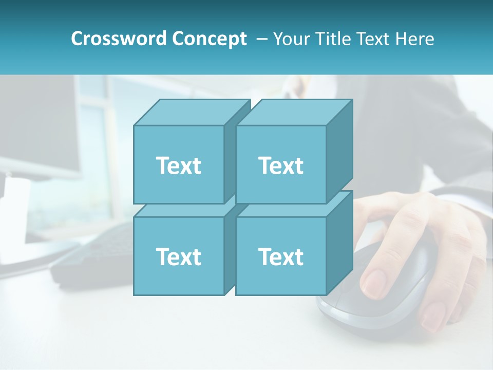 A Woman Using A Computer Mouse And Keyboard PowerPoint Template