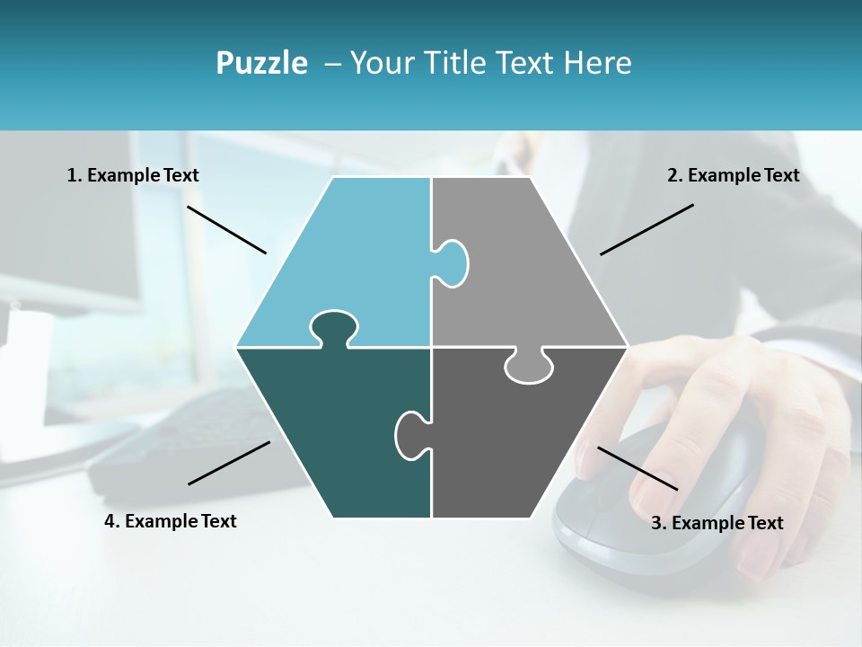 A Woman Using A Computer Mouse And Keyboard PowerPoint Template