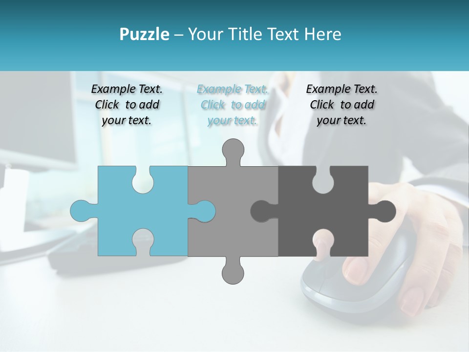 A Woman Using A Computer Mouse And Keyboard PowerPoint Template