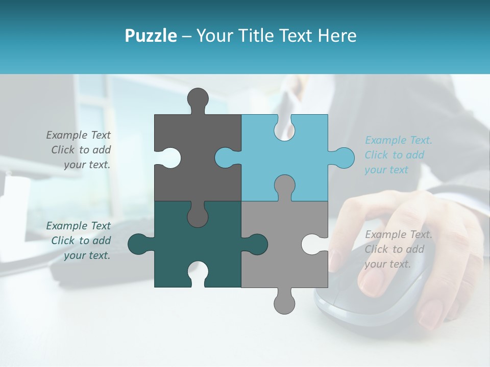 A Woman Using A Computer Mouse And Keyboard PowerPoint Template