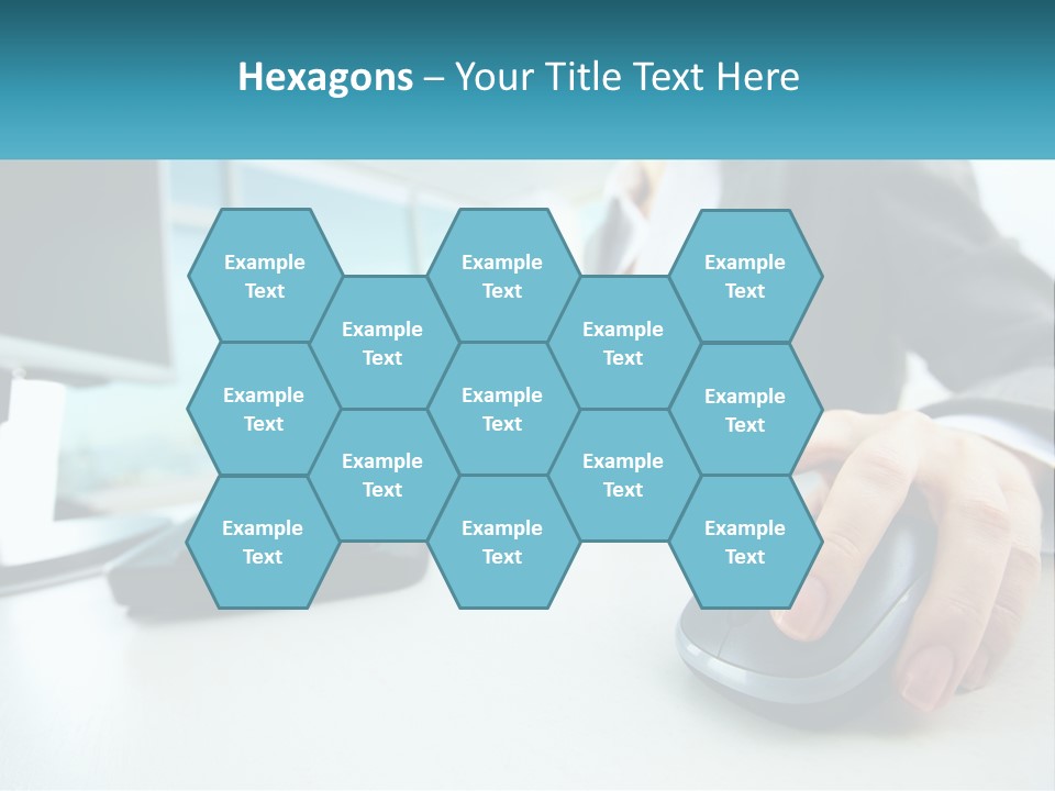 A Woman Using A Computer Mouse And Keyboard PowerPoint Template