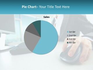 A Woman Using A Computer Mouse And Keyboard PowerPoint Template