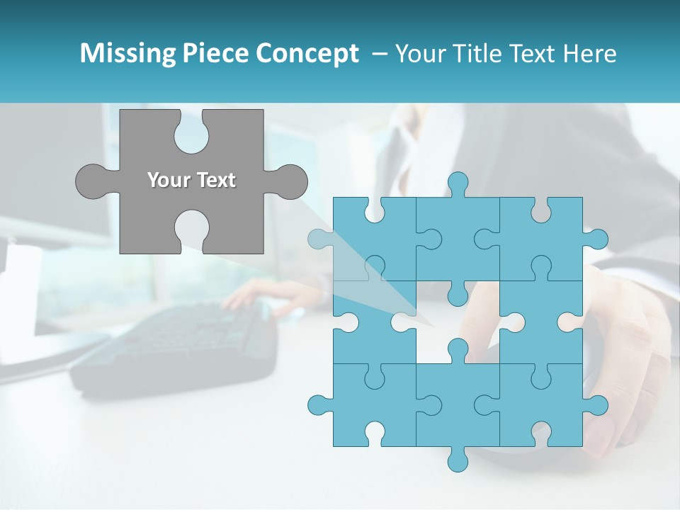 A Woman Using A Computer Mouse And Keyboard PowerPoint Template