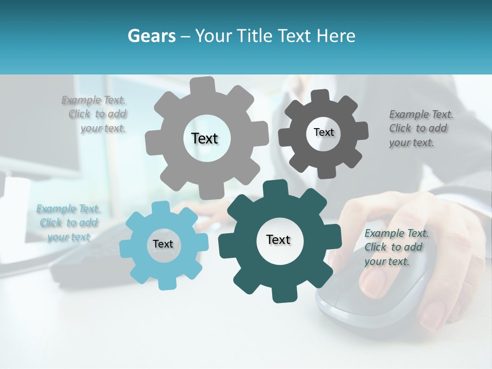 A Woman Using A Computer Mouse And Keyboard PowerPoint Template