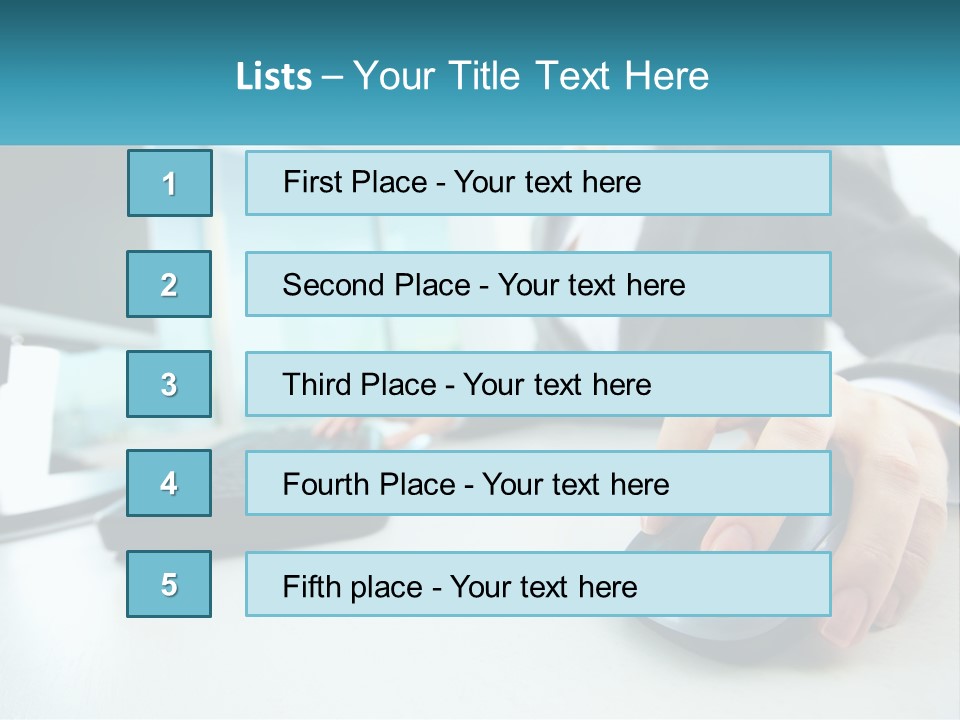 A Woman Using A Computer Mouse And Keyboard PowerPoint Template